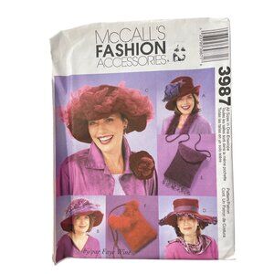 McCalls 3987 Fashion Accessories Hat Purse Sewing Pattern All Sizes Retro UNCUT